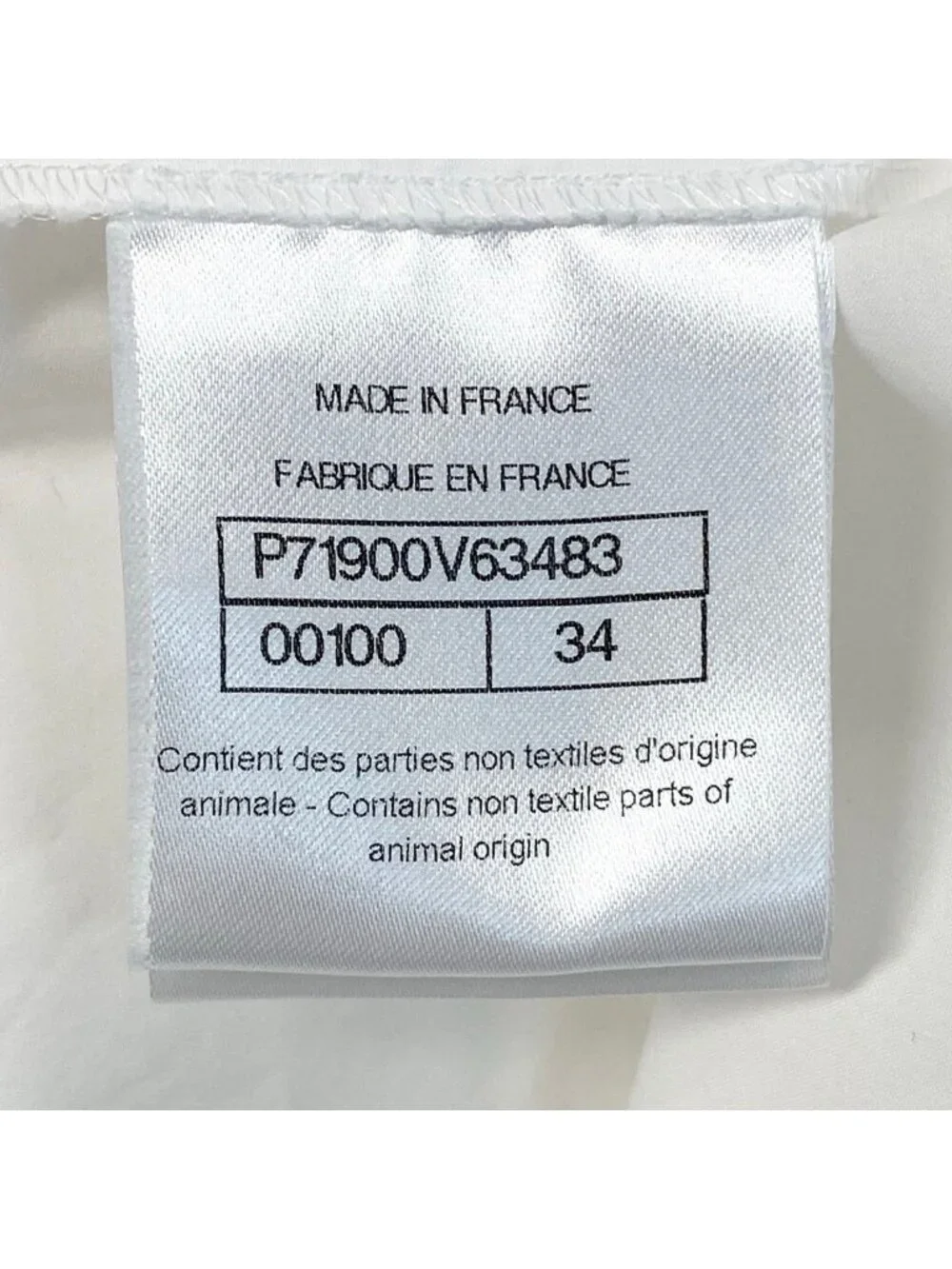 Chanel Frill Neck Sleeveless Shirt Back Button 34 White Cotton
